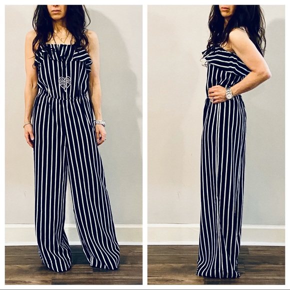 WIDE LEG TANK STRIPED JUMPSUIT - Picture 4 of 8
